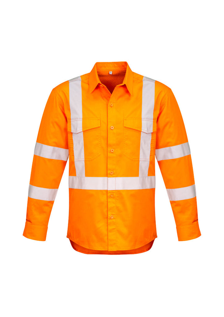 Mens Hi Vis X Back NSW Rail Taped Shirt-ZW690-syzmik